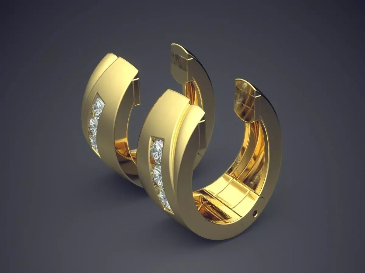 Thich Earrings With Diamonds In The Middle CAD 3564 3D print model_0