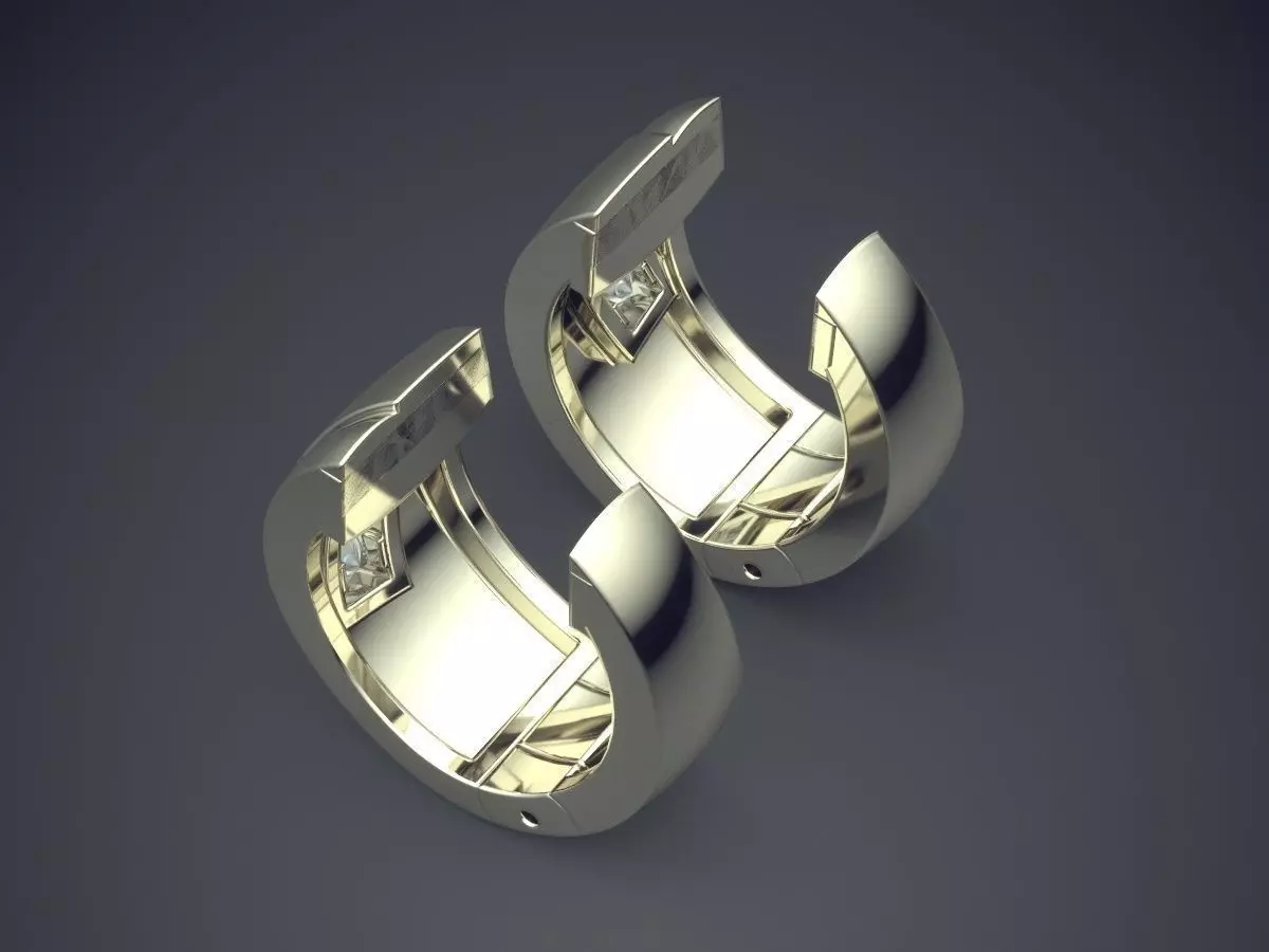 Thich Earrings With Diamonds In The Middle CAD 3564 3D print model_1