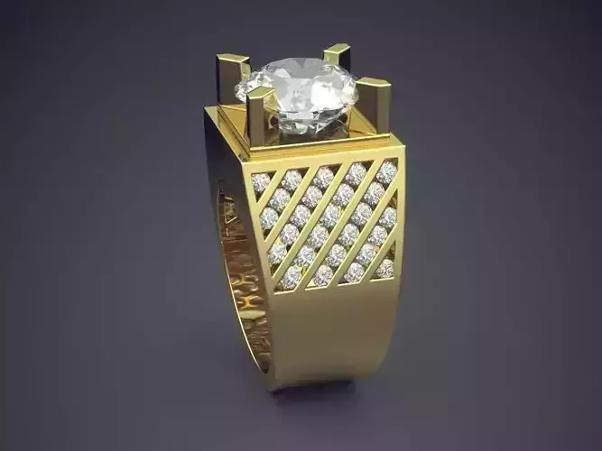 Thick Ring With Circle Diamond CAD 3561