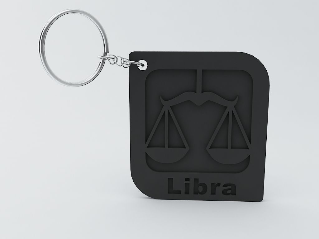 Libra Zodiac Keychain Model 3D print model_3