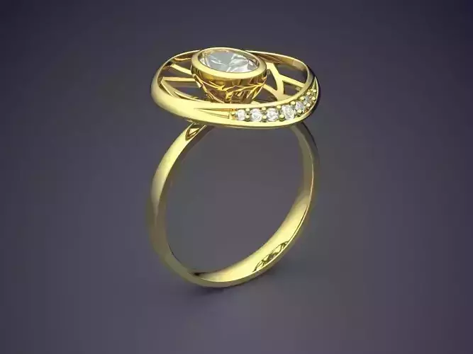Rings With Sophisticated Ornament And Diamond CAD 3550 3D print model