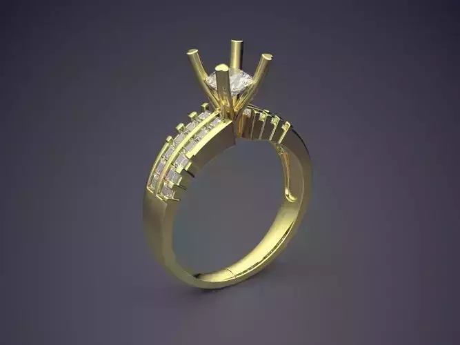 Engagement Ring With Columns And Diamond Inside CAD 3545