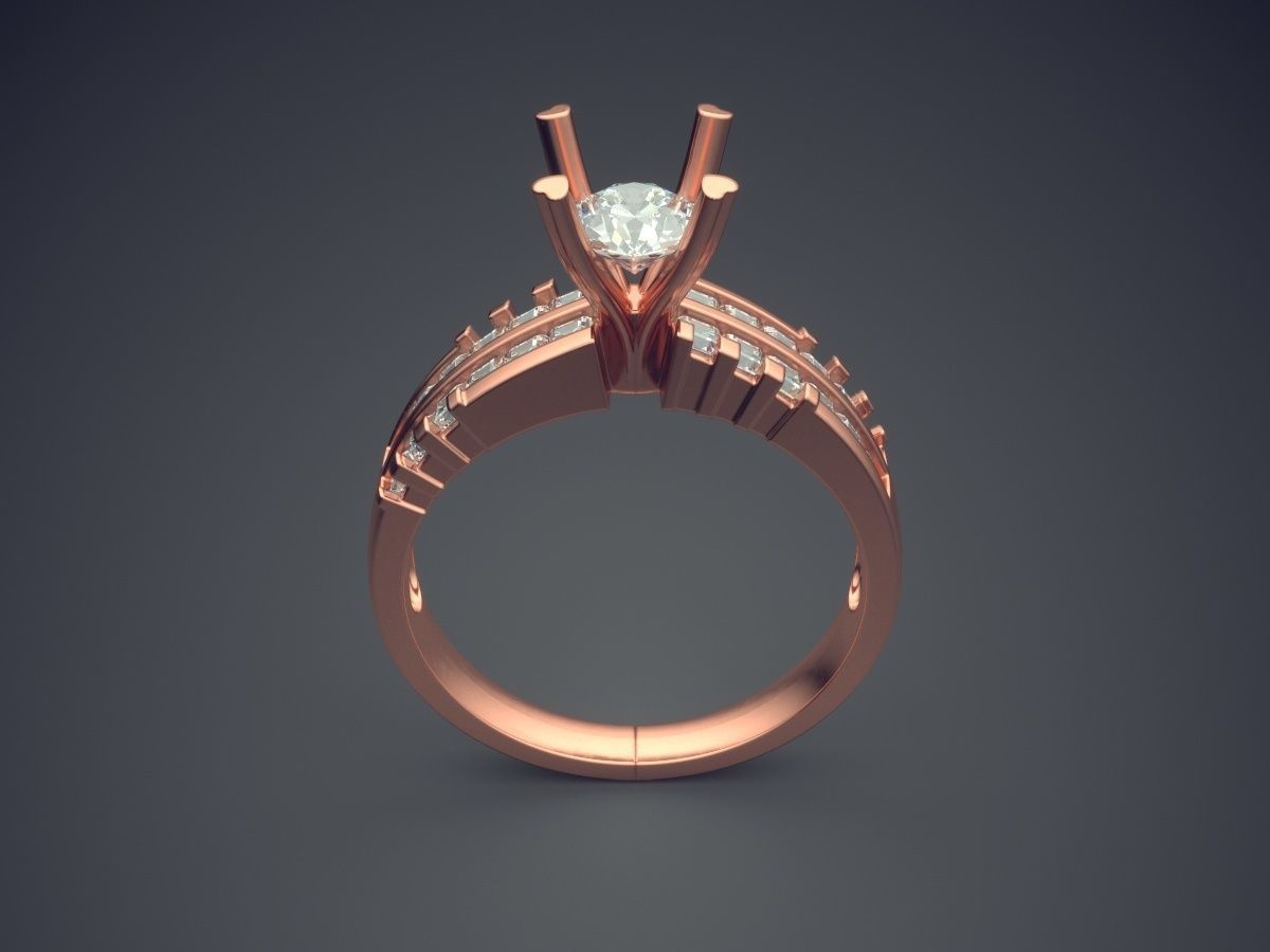 Engagement Ring With Columns And Diamond Inside CAD 3545 3D print model_2
