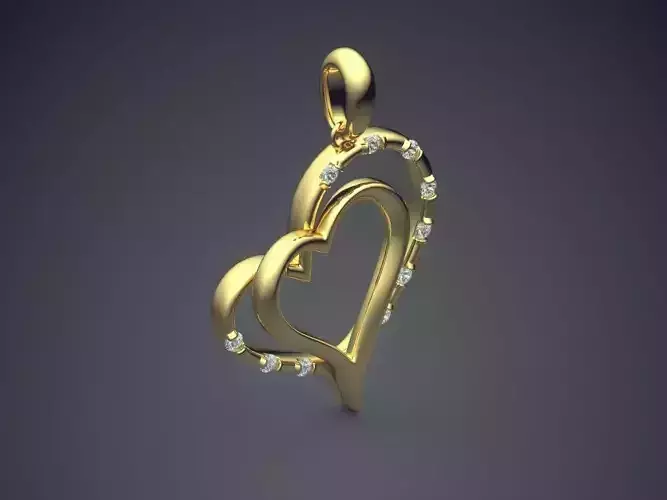 Heart Shape Pendant With Diamonds CAD-3540