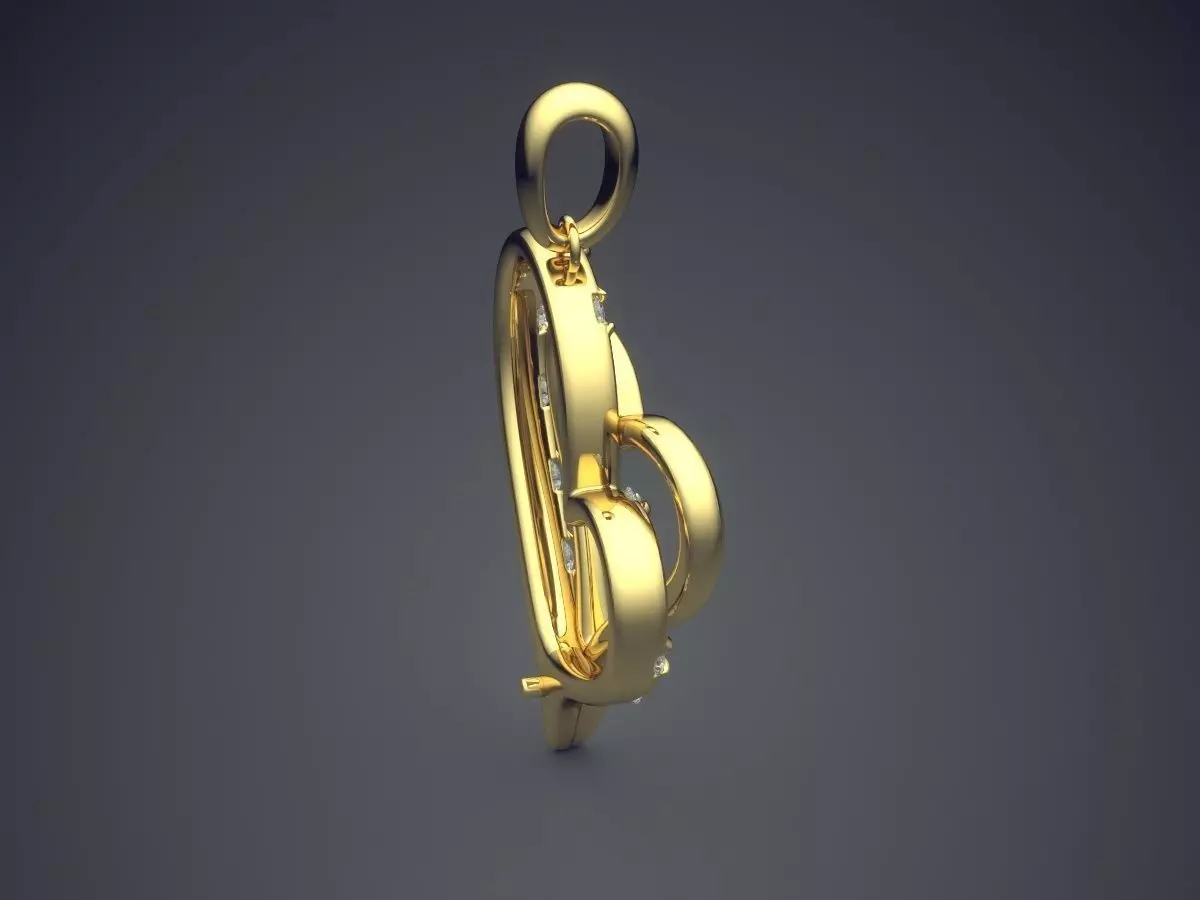 Heart Shape Pendant With Diamonds CAD-3540 3D print model_3