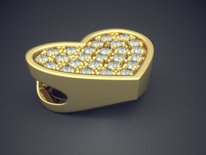 Heart Shape Pendant With Diamonds CAD-3531 3D print model