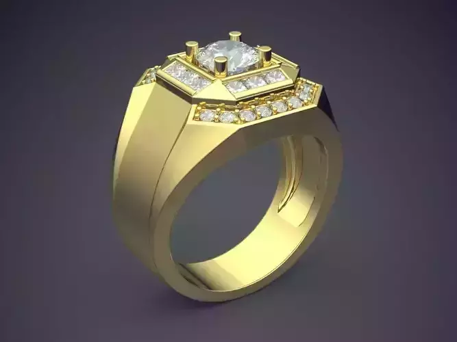Thick Ring With Diamonds CAD-3510 3D print model