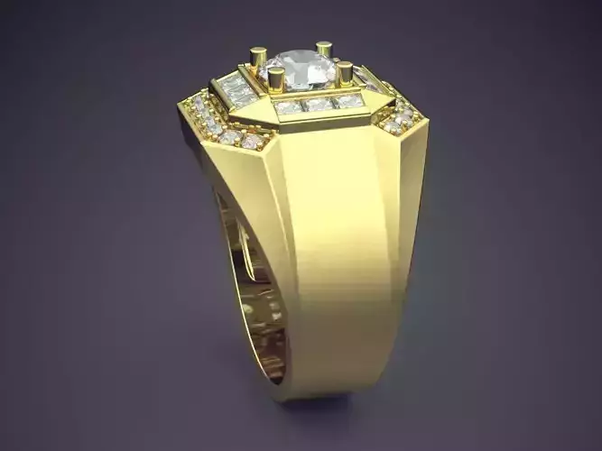 Thick Ring With Diamonds CAD-3510