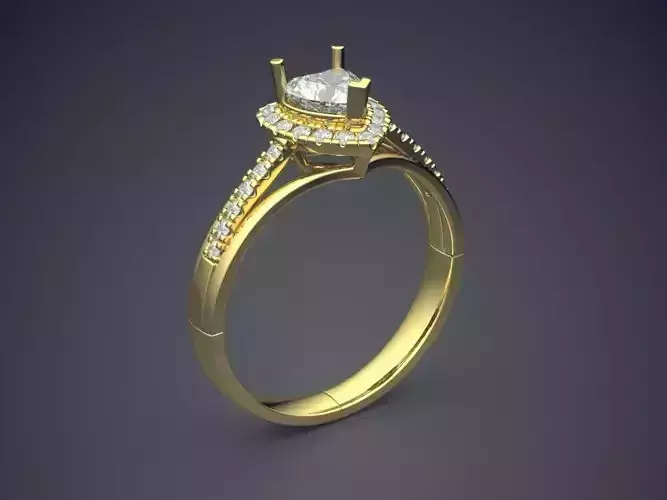 Heart-shaped Ring With Diamonds CAD-3495