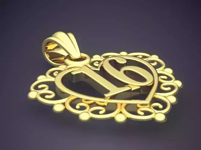 16 Number Pendant CAD-3491