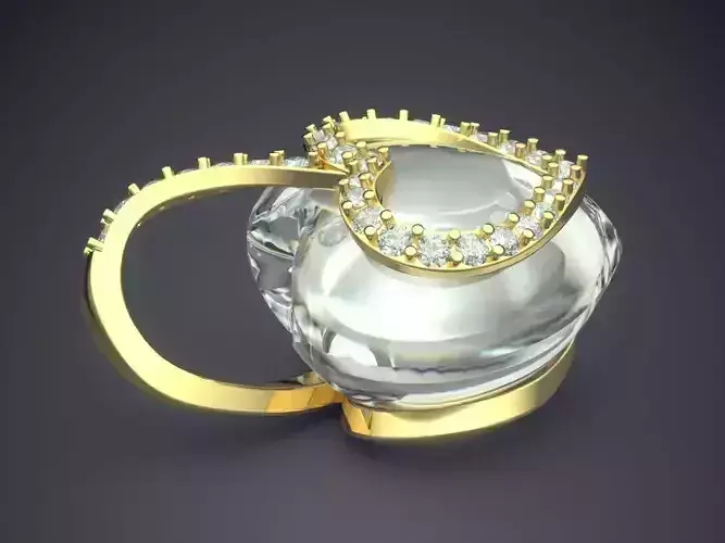 Luxurious Heart Shape Pendant With Diamonds CAD-3486