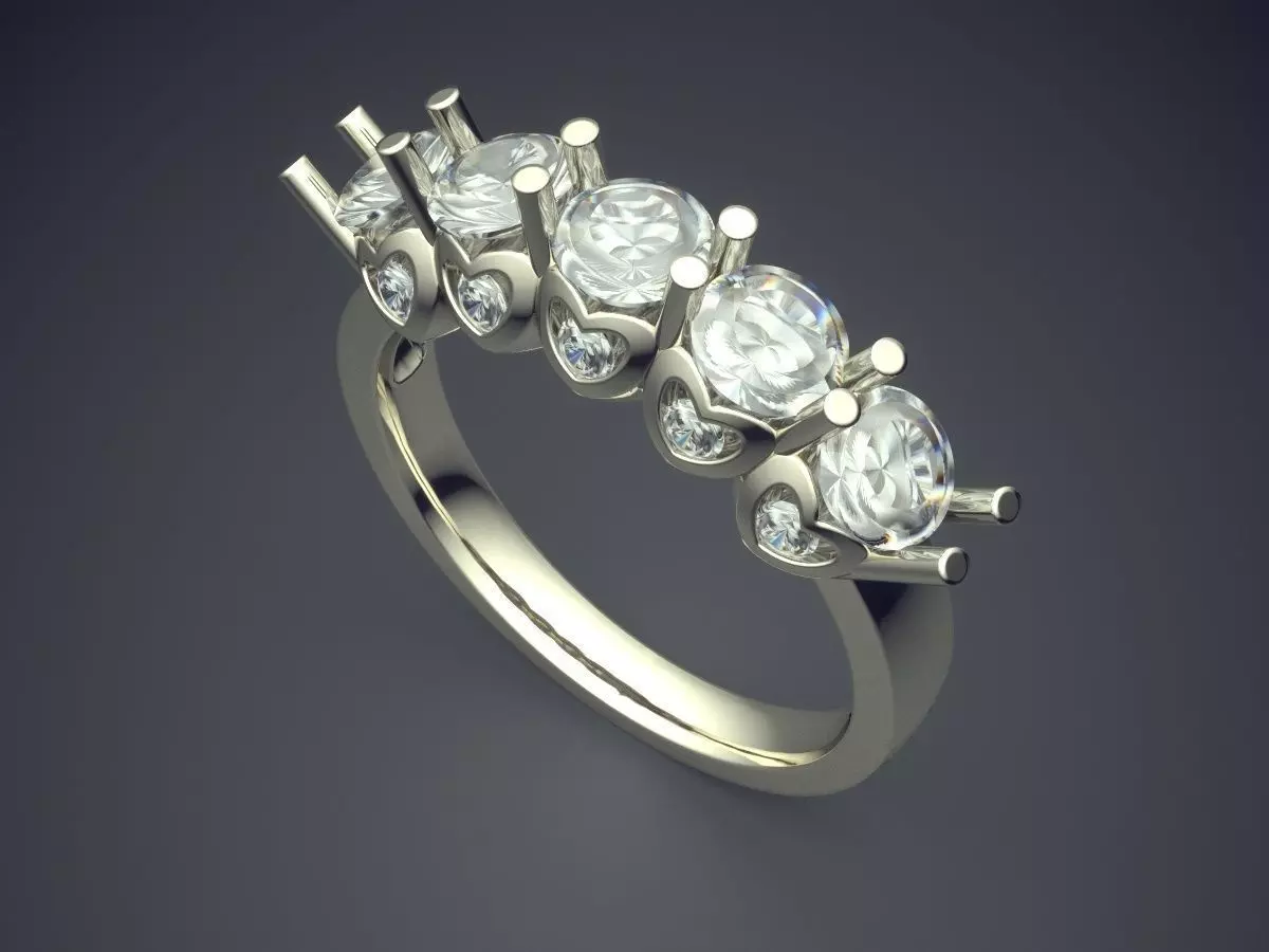 Ring With Diamonds CAD-3481 3D print model_1