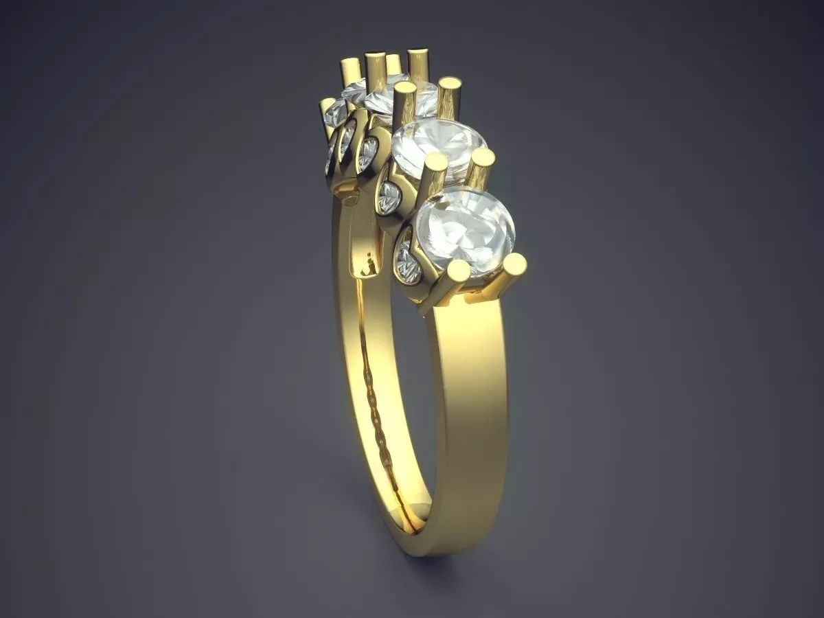 Ring With Diamonds CAD-3481 3D print model_3