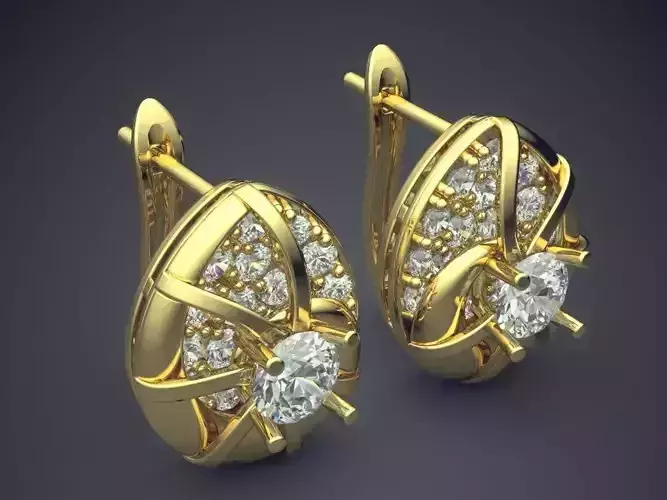 Earrings With Diamonds CAD-3457 3D print model