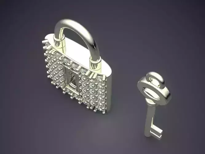 Key With Locker Pendants With Diamonds CAD-3451