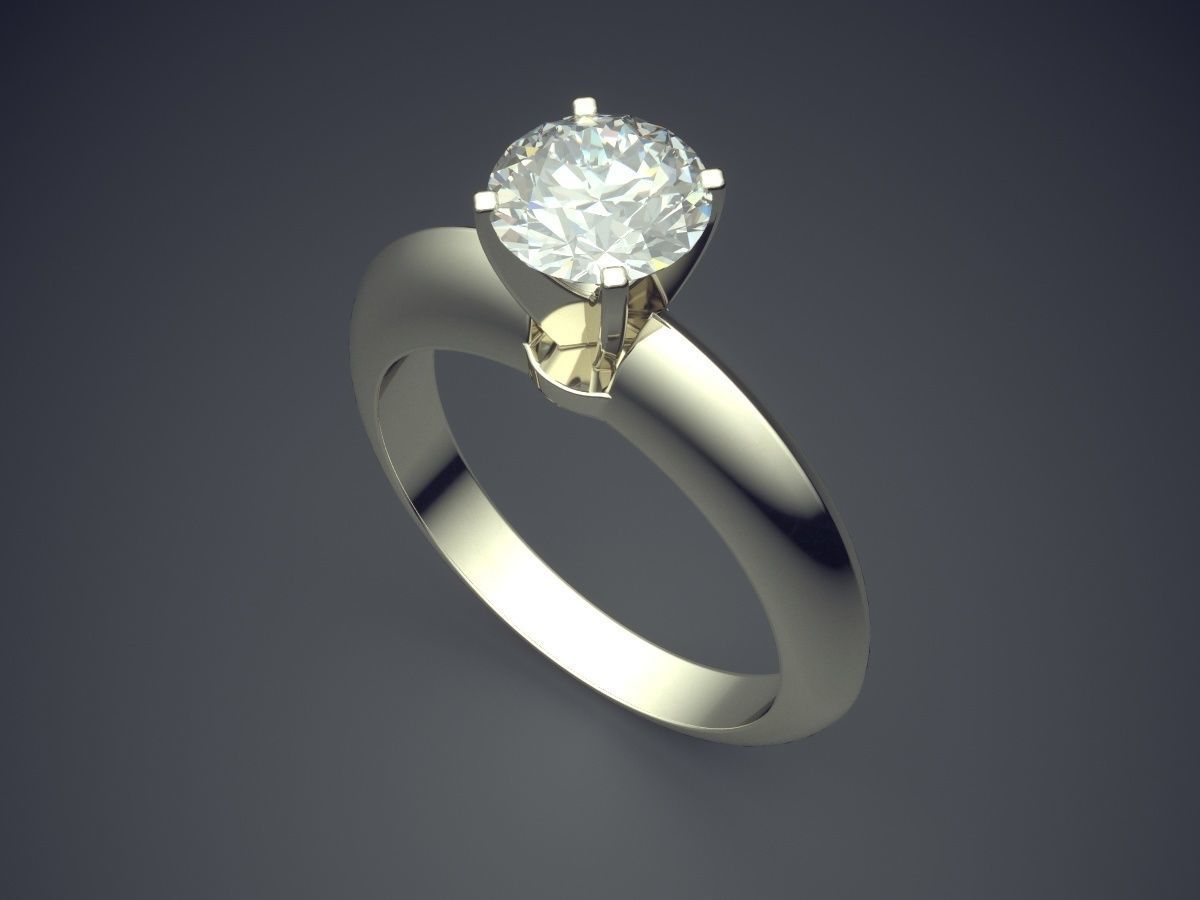 Engagement Ring With Diamond CAD-3447 3D print model_1