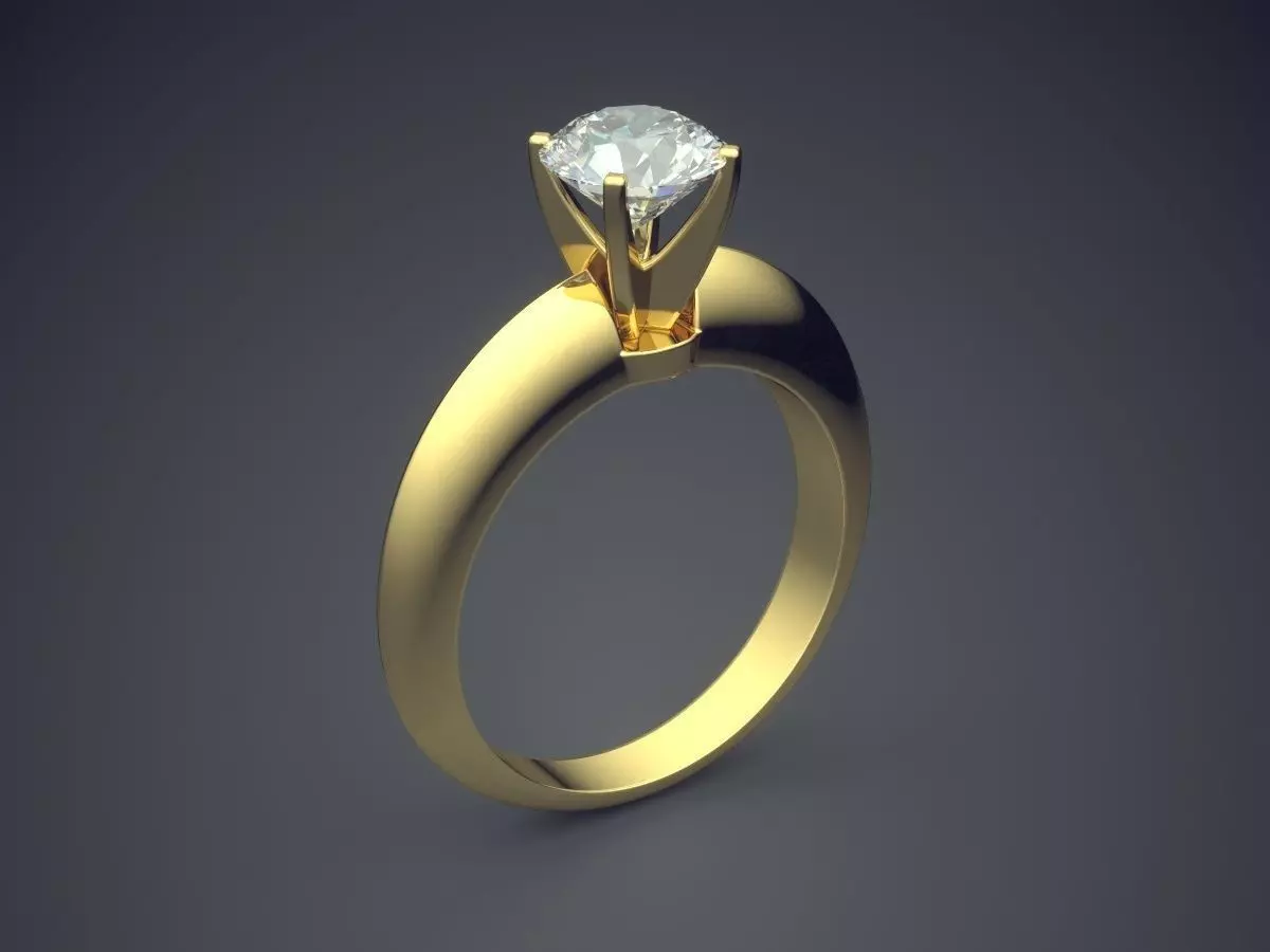Engagement Ring With Diamond CAD-3447 3D print model_0