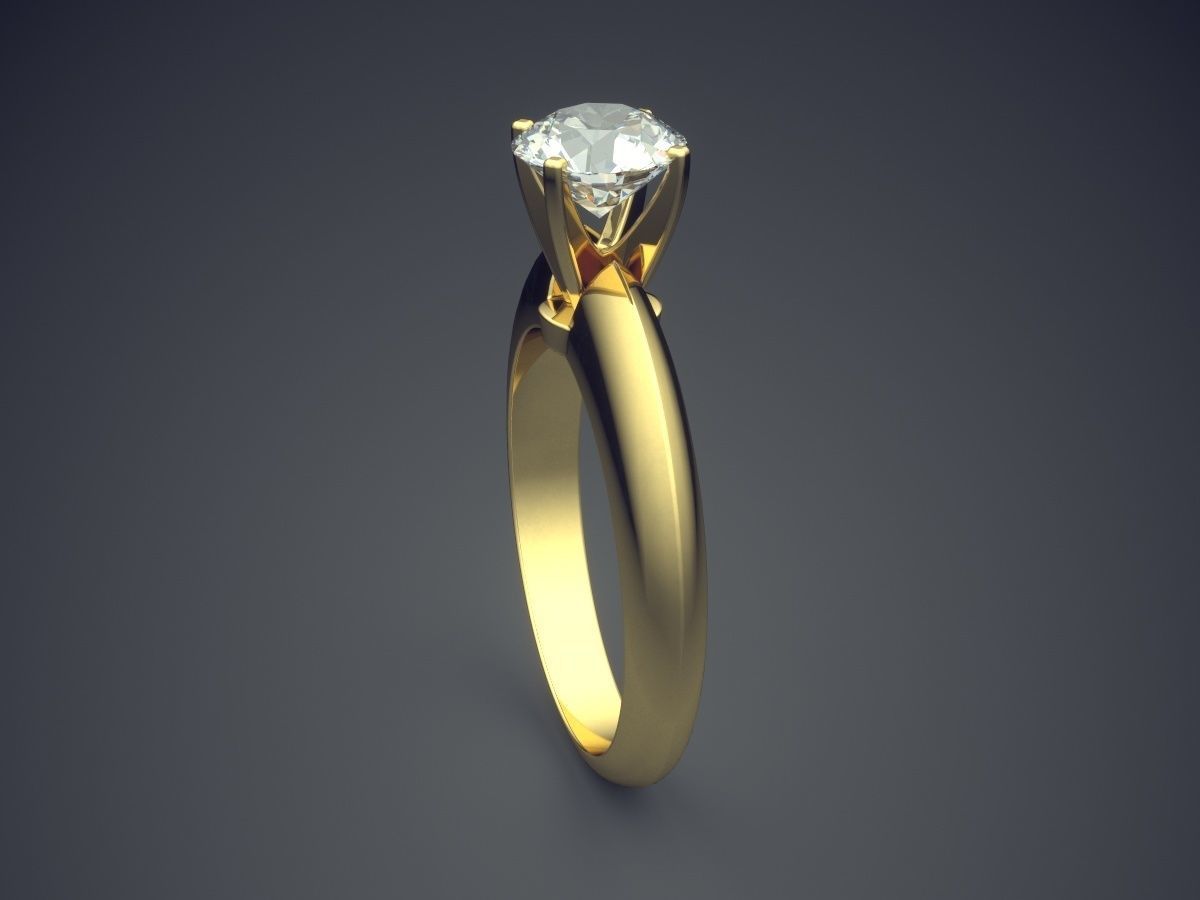 Engagement Ring With Diamond CAD-3447 3D print model_3
