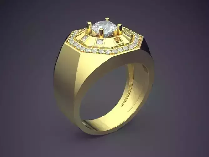 Thick Ring With Diamonds CAD-3428