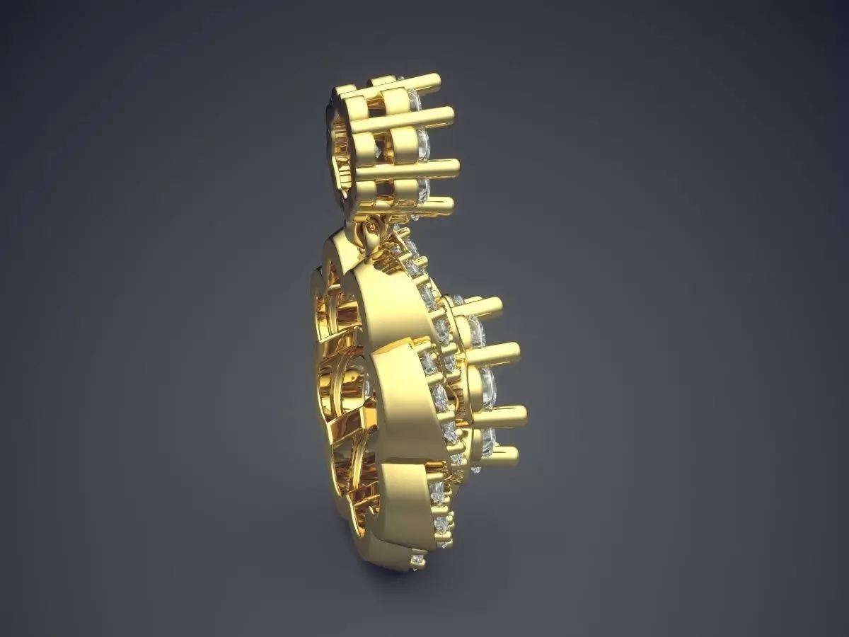 Pendant With Diamonds CAD-3413 3D print model_3