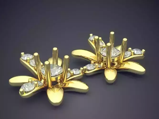 Flower Motif Brooches With Diamonds CAD-3405