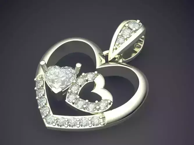 Heart Shape Pendant With Diamonds CAD-3402