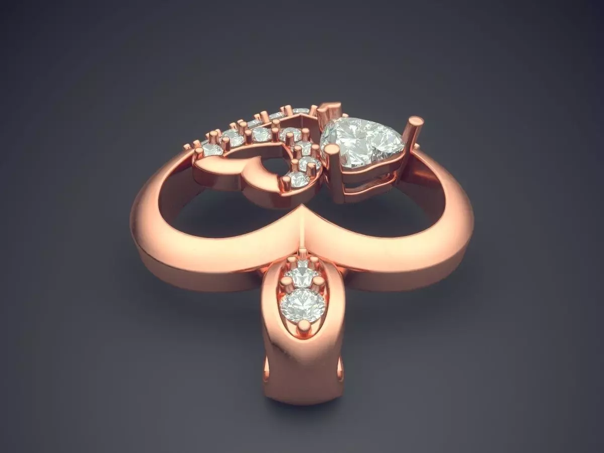Heart Shape Pendant With Diamonds CAD-3402 3D print model_2