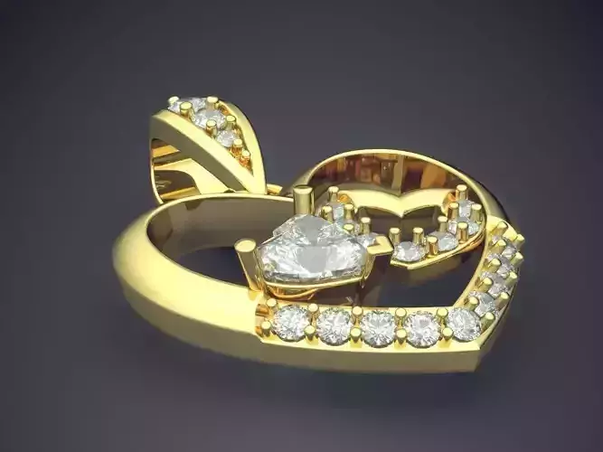 Heart Shape Pendant With Diamonds CAD-3402 3D print model