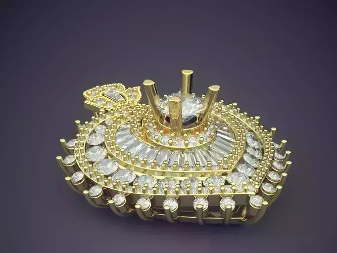 Heart Shape Pendant With Diamonds CAD-3389