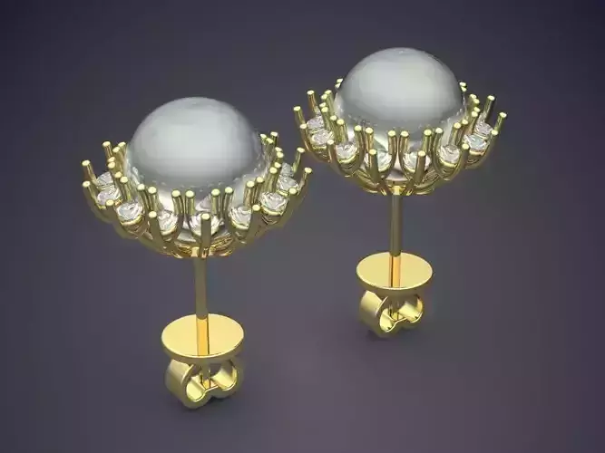 Earrings With Pearl And Diamonds CAD-3355