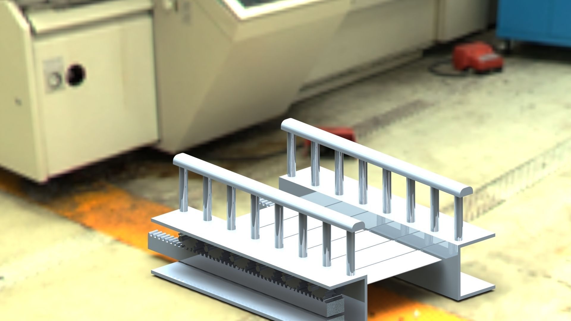 Rack and pinion mechanisam Free 3D model_2