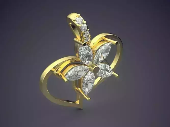 Flower Motif Pendant With Diamonds CAD-3349