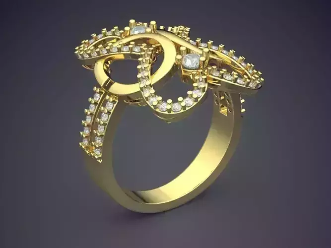 Ring With Diamonds CAD-3354 3D print model