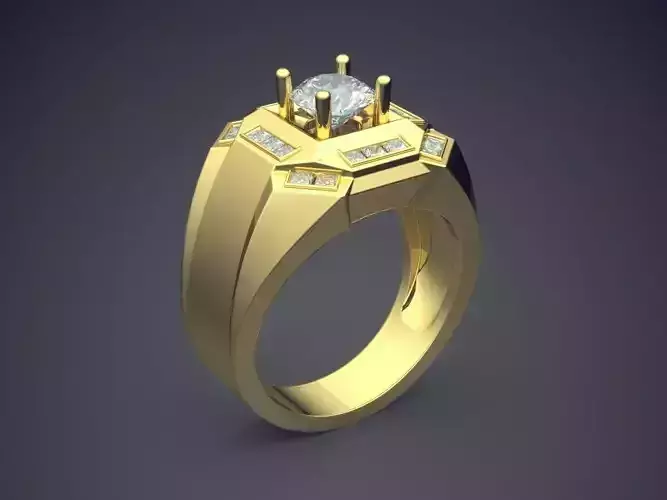 Thick Ring With Diamonds CAD-3330 3D print model