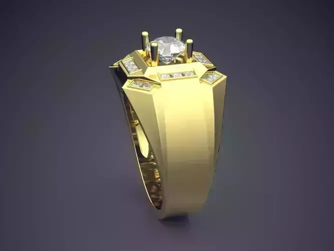 Thick Ring With Diamonds CAD-3330