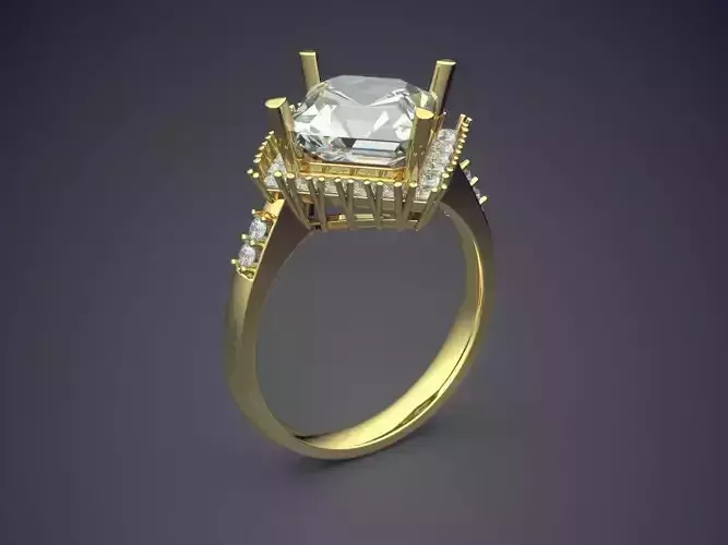 Ring With Diamonds CAD-3321 3D print model