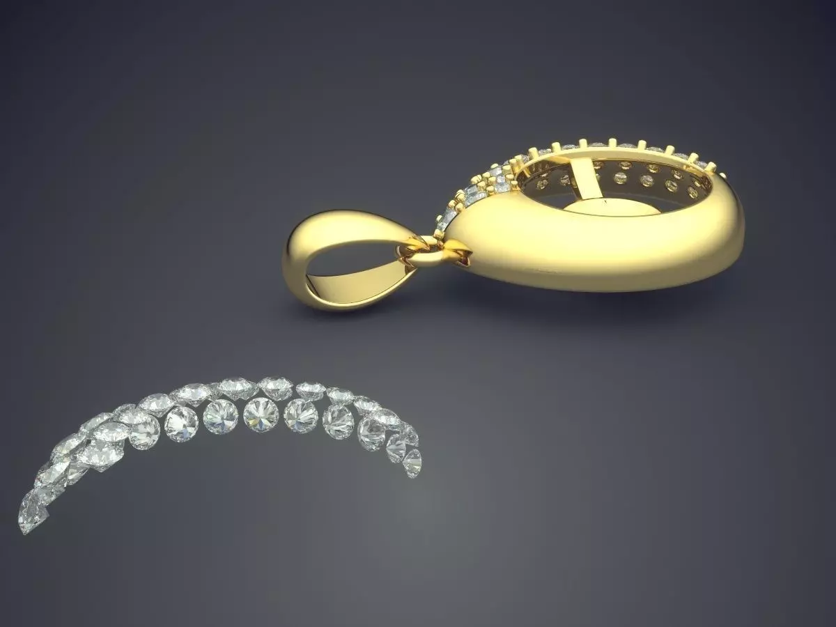 Pendant With Diamonds CAD-3316 3D print model_3