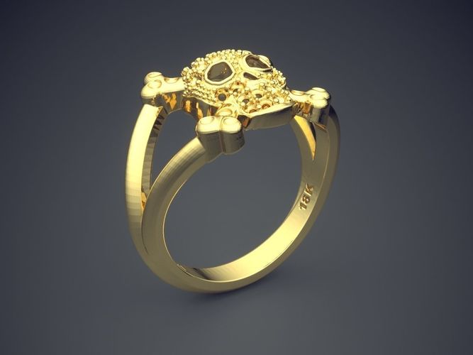 Scull Shape Ring CAD-3295 3D print model