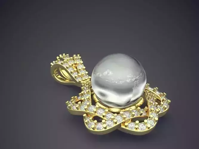 Pendant With Pearl And Diamonds CAD-3289