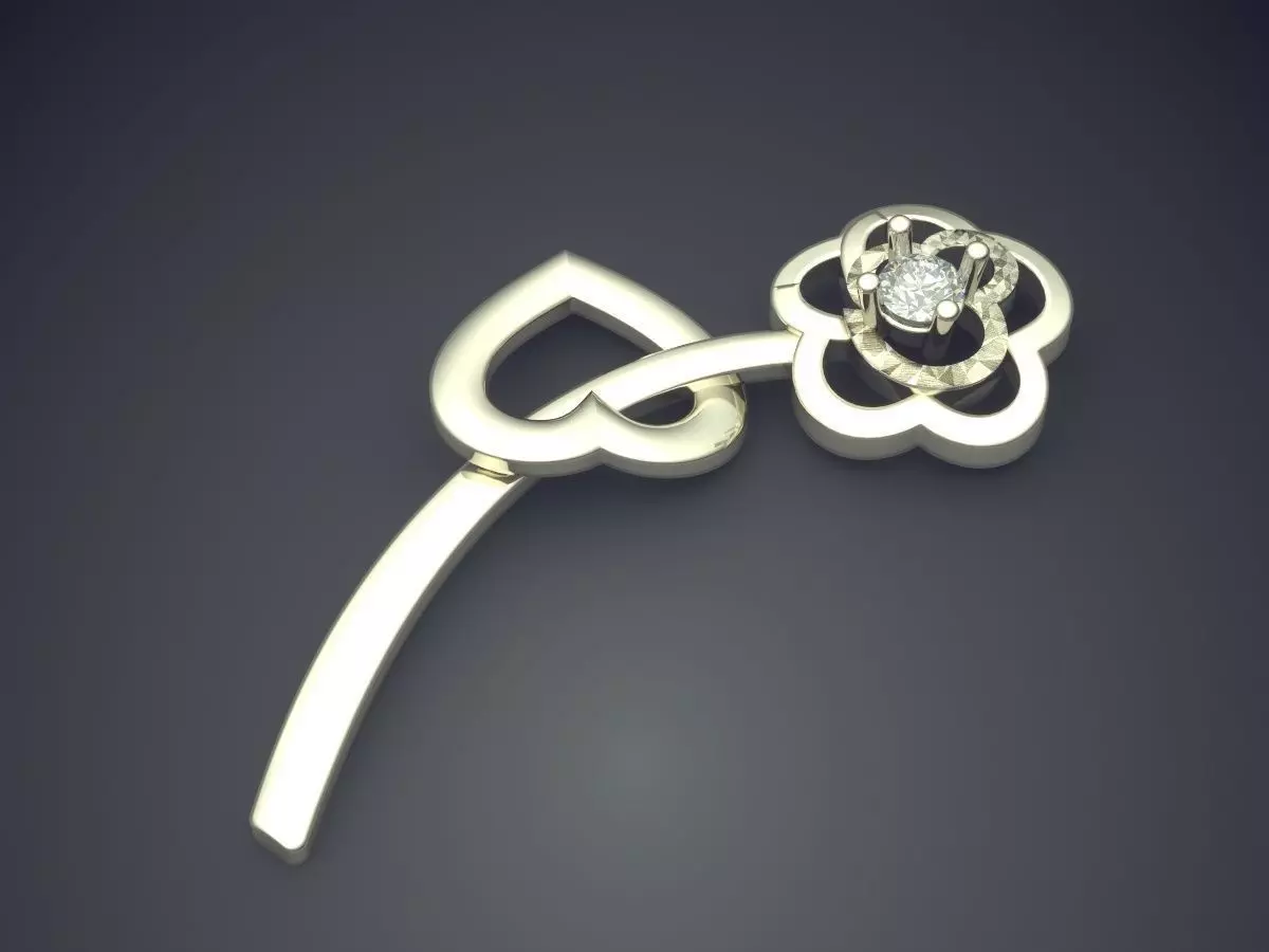Flower Shape Pendant With Diamond CAD-3269 3D print model_1