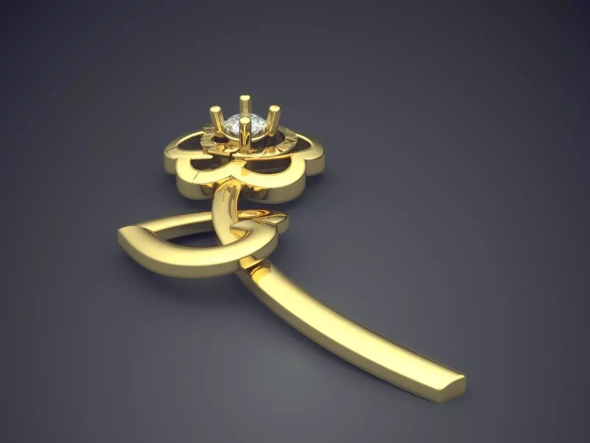 Flower Shape Pendant With Diamond CAD-3269 3D print model_0