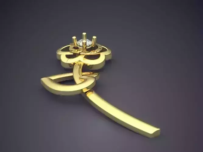 Flower Shape Pendant With Diamond CAD-3269