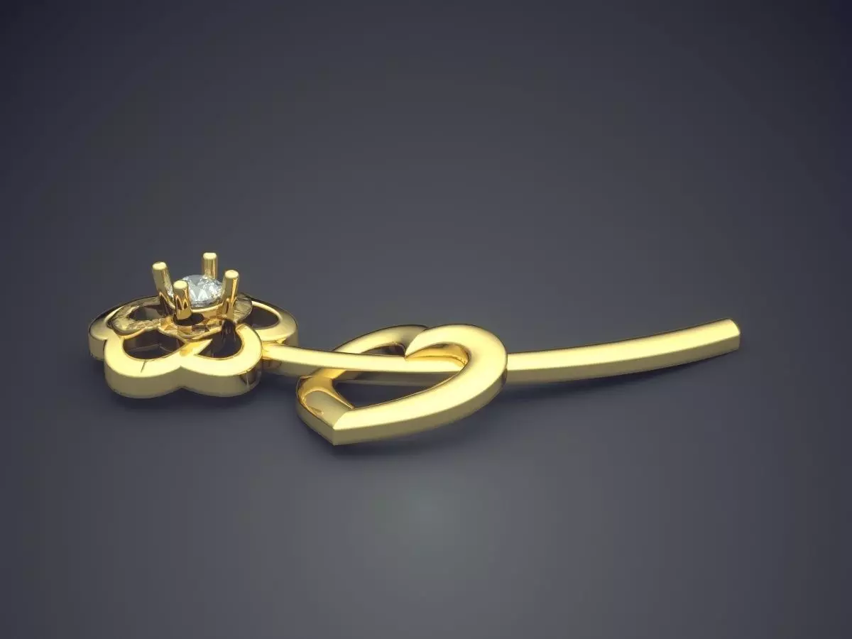 Flower Shape Pendant With Diamond CAD-3269 3D print model_3