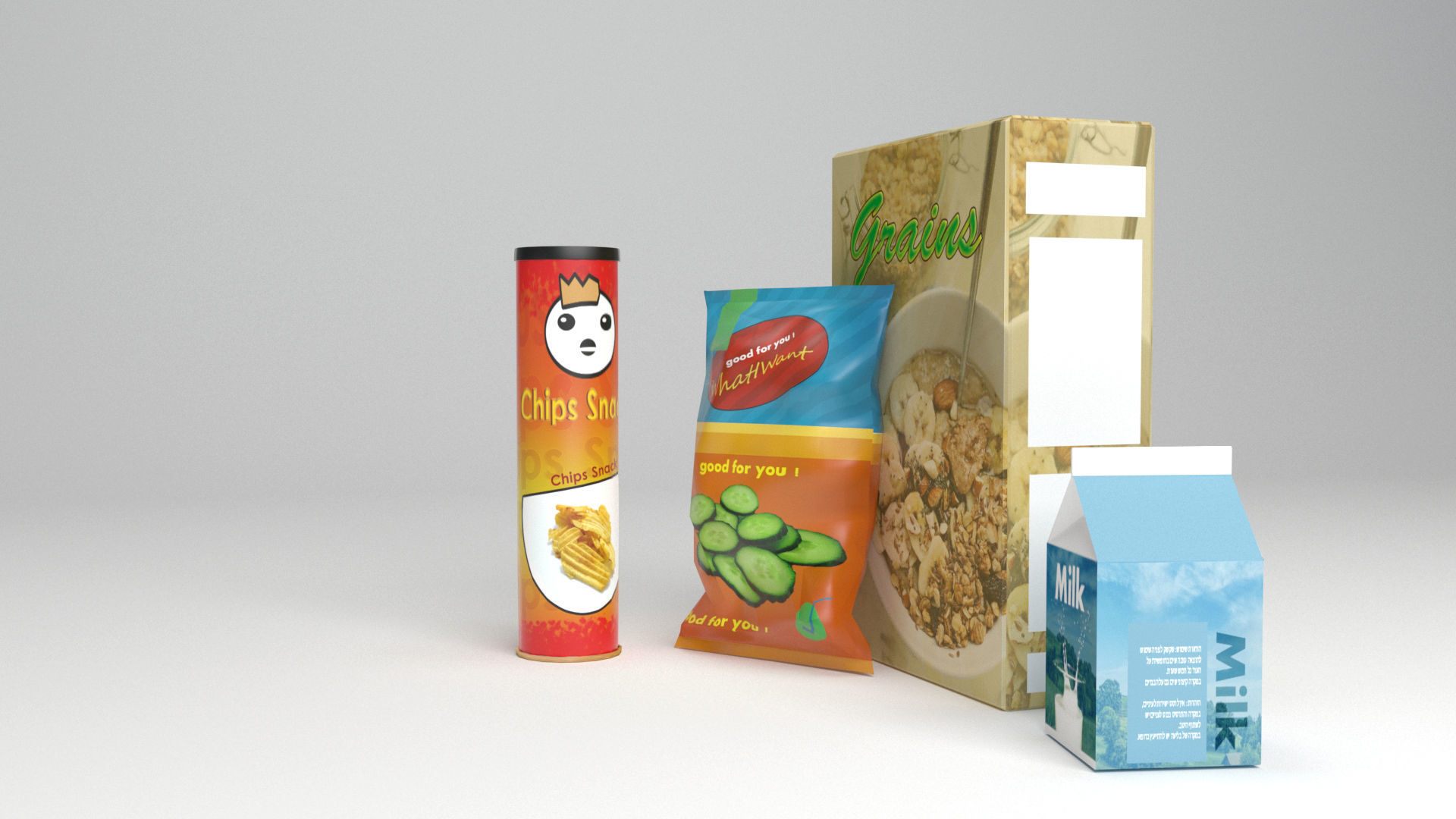 snack tube and box Low-poly 3D model_4