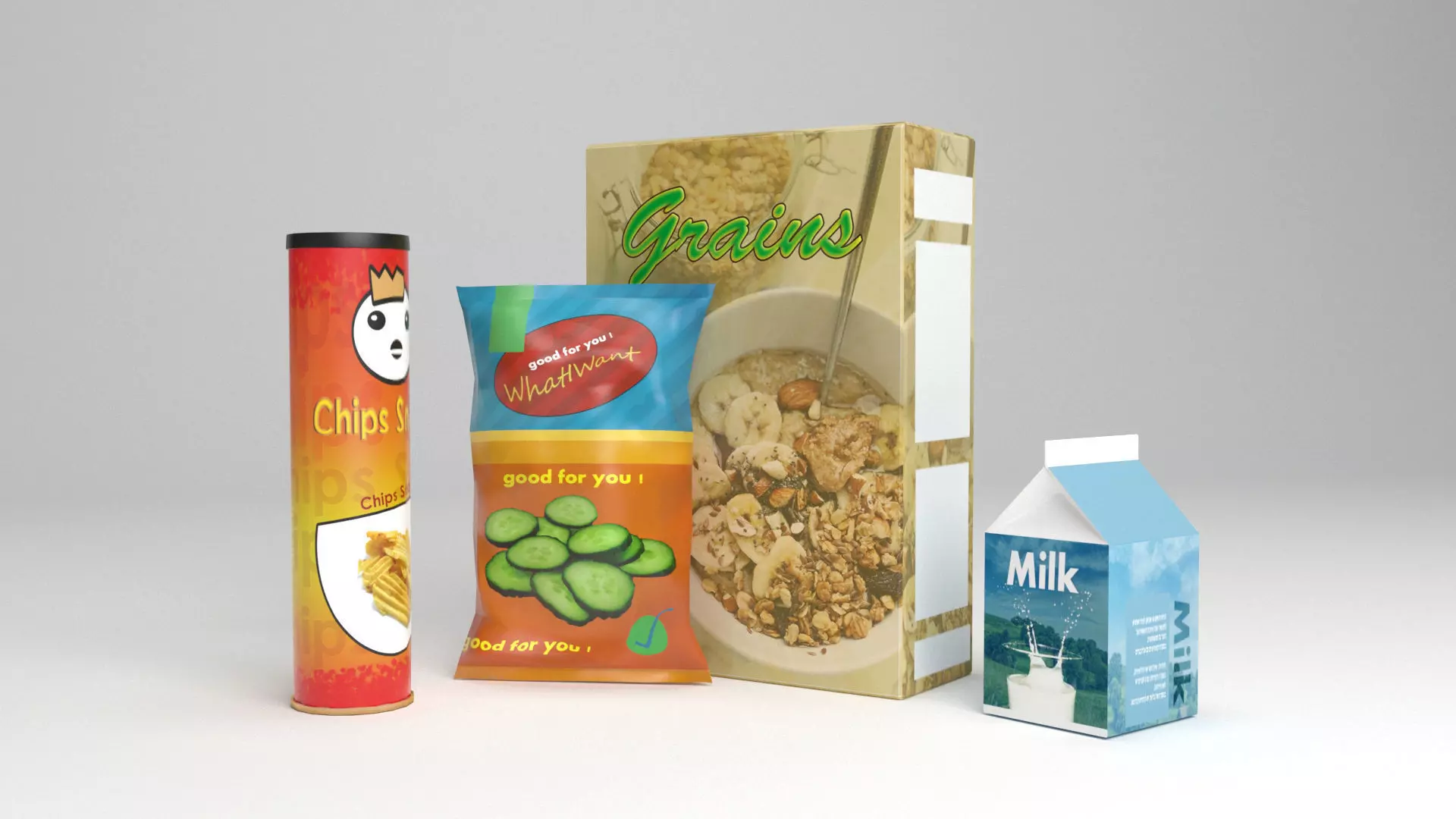 snack tube and box Low-poly 3D model_0