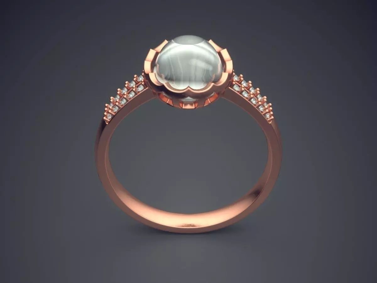 Ring With Pearl CAD-3256 3D print model_2