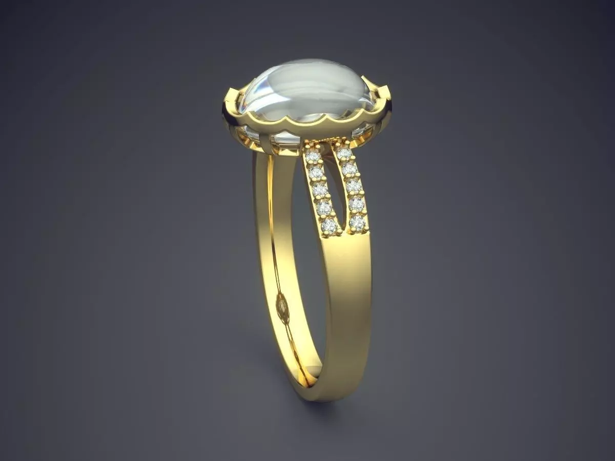 Ring With Pearl CAD-3256 3D print model_3