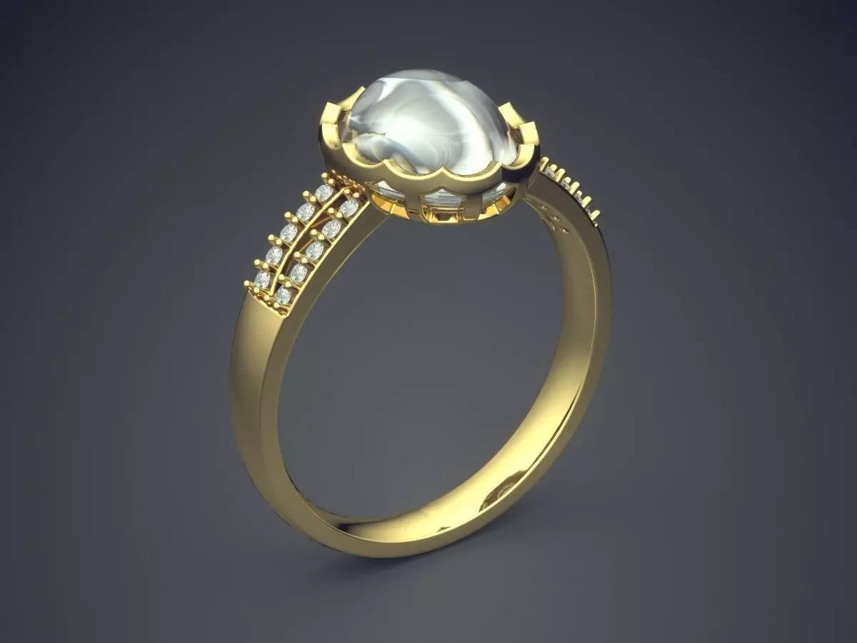 Ring With Pearl CAD-3256 3D print model_0
