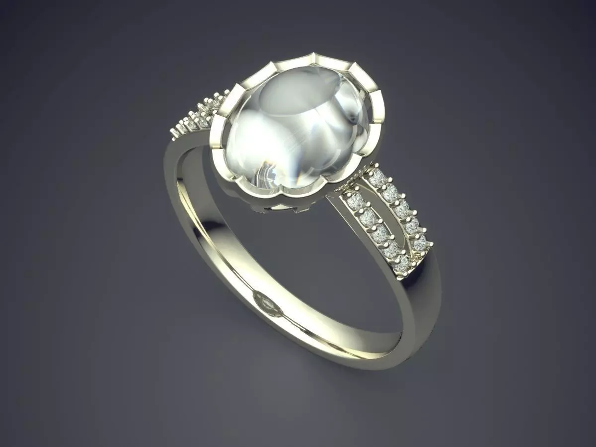 Ring With Pearl CAD-3256 3D print model_1