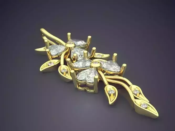 Nature Motif Pendant With Diamonds CAD-3251